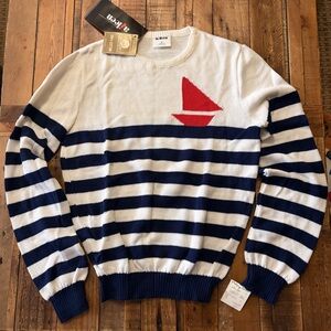 Vintage Aileen Nautical Striped Sweater - Red and Blue